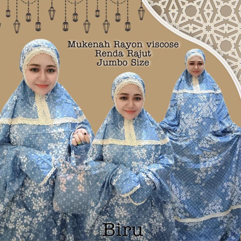 (Real Pict) Mukenah Rayon Viscose Terusan Renda Kalung  & KD Jumbo Size