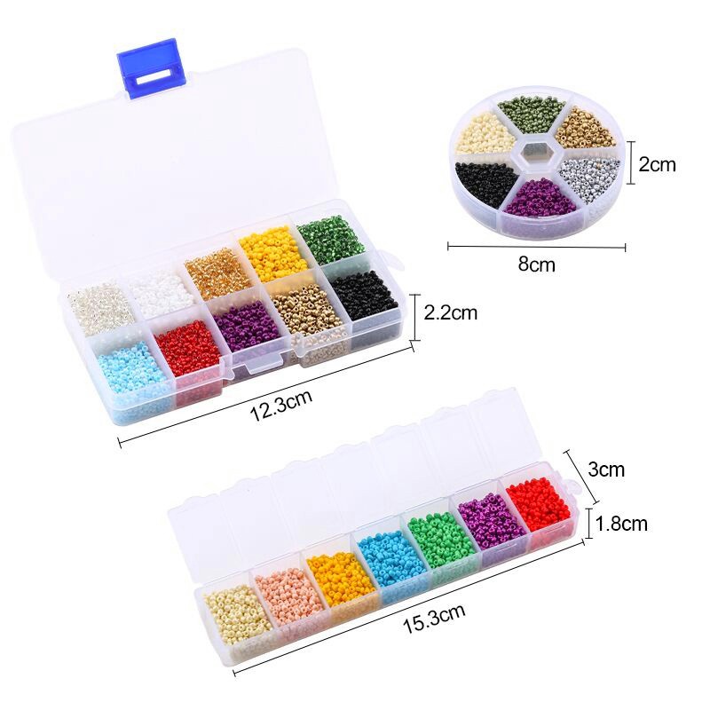 Grosir 2mm Czech Glass Seed Beads Belt Box Set Charm Seedbeads Rondelle Spacer Beads Untuk DIY Gelang Kalung Perhiasan Membuat