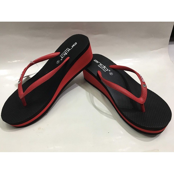 Sandal jepit ando hak tinggi NICE QUEEN 05 HITAM MERAH