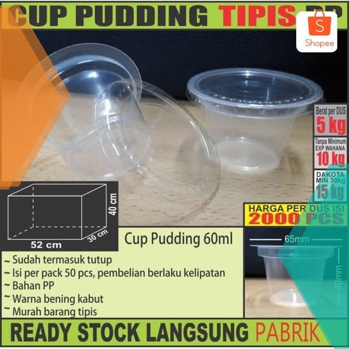 Grosir Cup Plastik Puding Jelly 55ml Eskrim Ice Cream Murah N Tutup