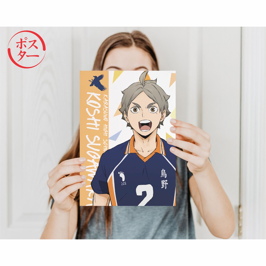 Koleksi Poster Anime Haikyuu A -  Hinata Kageyama Tsukishima Oikawa Kenma Bokuto Atsumu  - Size A4+-Sugawara A