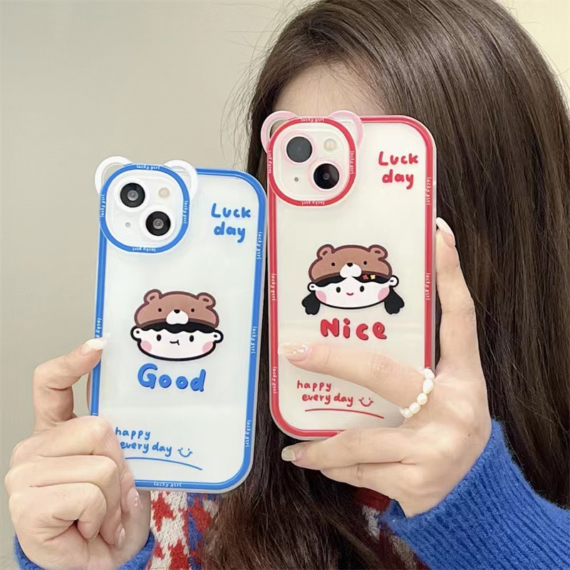 Soft Case Silikon TPU Transparan Motif Anak Laki-Laki / Perempuan Untuk IPhone 11 12 13 Pro X XR XS Max 6 6S 7 8 Plus