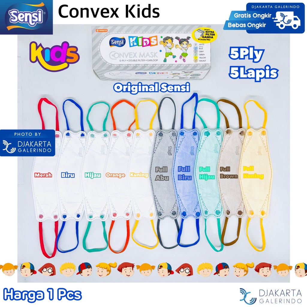 Masker Sensi Convex Kids / Sensi Convex Junior / Sensi Convex Anak 5Ply Original