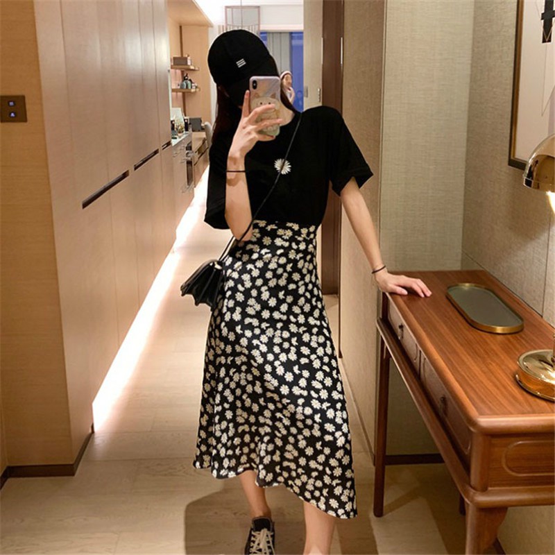 Kualitas tinggi Rok panjang wanita Rok Daisy/Rok panjang fashion Korea/Dress polos panjang