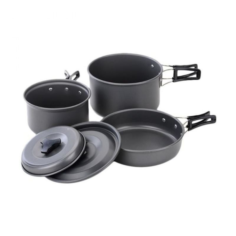 Paket Hemat Cooking Set isi 3 wajan &amp; Kompor windproof Camping/Outdoor