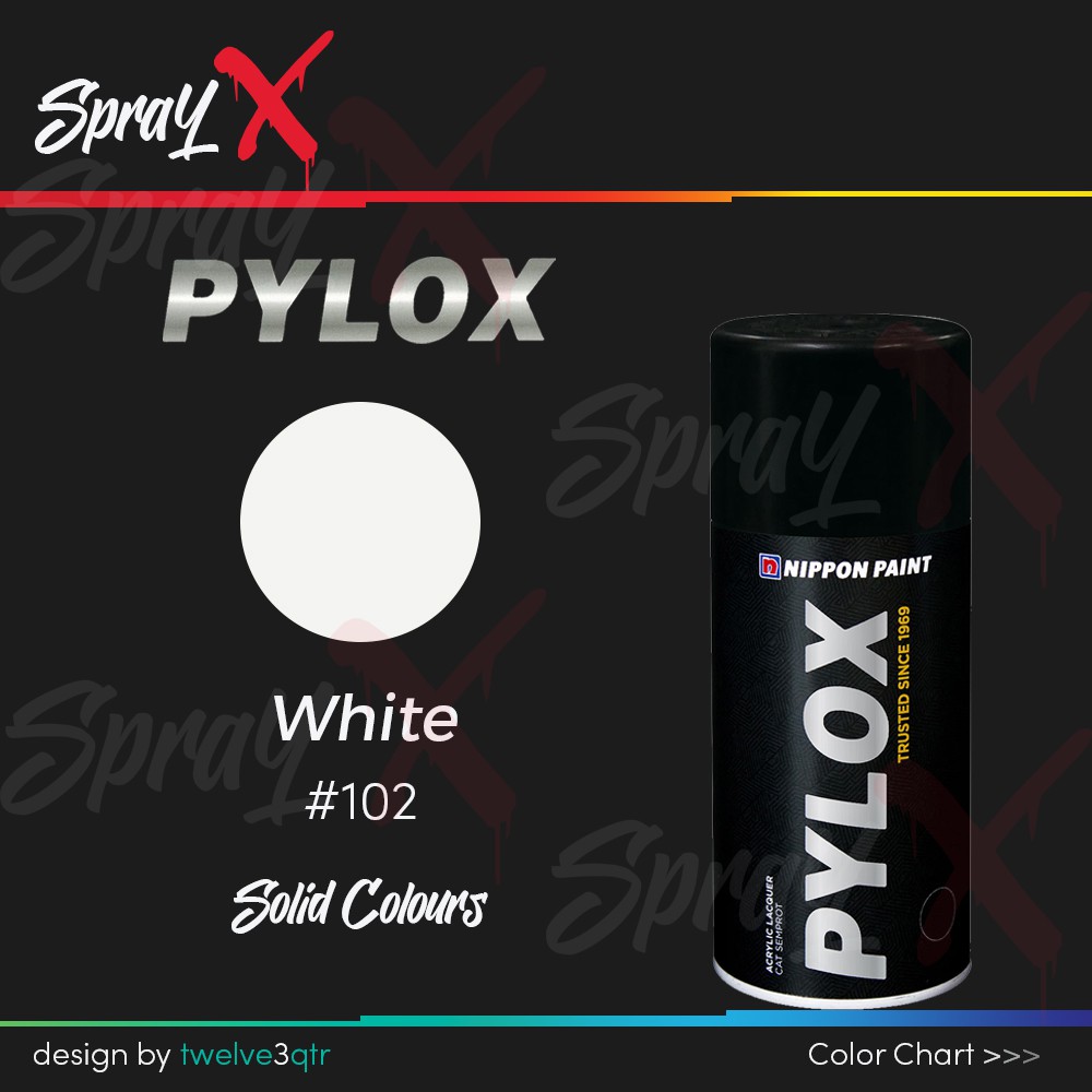 PYLOX SOLID WHITE 102 / PUTIH STANDAR #102 300ML - CAT SEMPROT / SPRAY PAINT / PILOX