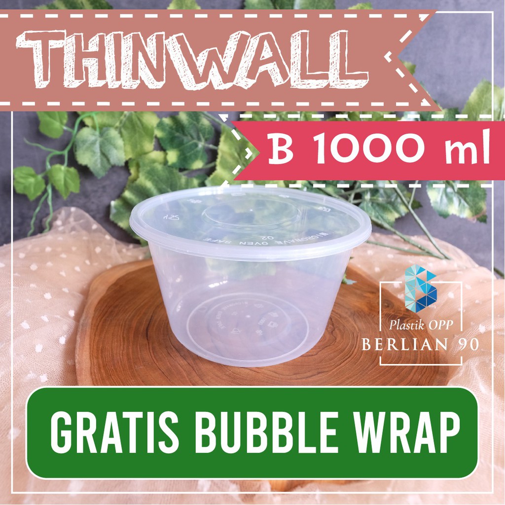( ECER ) Thinwall Cup B 1000 ml Plastik Tebal Kotak Nasi / Kotak Makan Foodgrade / Food Container So