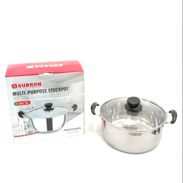 Multi Purpose Stockpot Subron 20cm / Panci Rebus Serbaguna / Panci Masak Murah Tutup Kaca