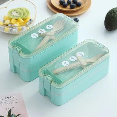 Kotak Makan Bento Lunch Box set 2 Tingkat Transparant Lid Tempat Makan BPA Free 750ml &amp; 900ml