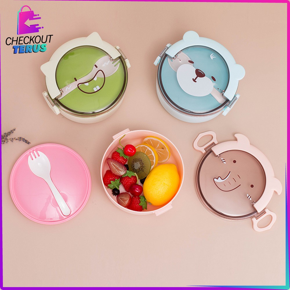 CT C447 Tempat Makan Anak 3 Tingkat Karakter Motif Lucu Kotak Bekal Anak Rantang Susun Anak Lunch Box Set BPA FREE