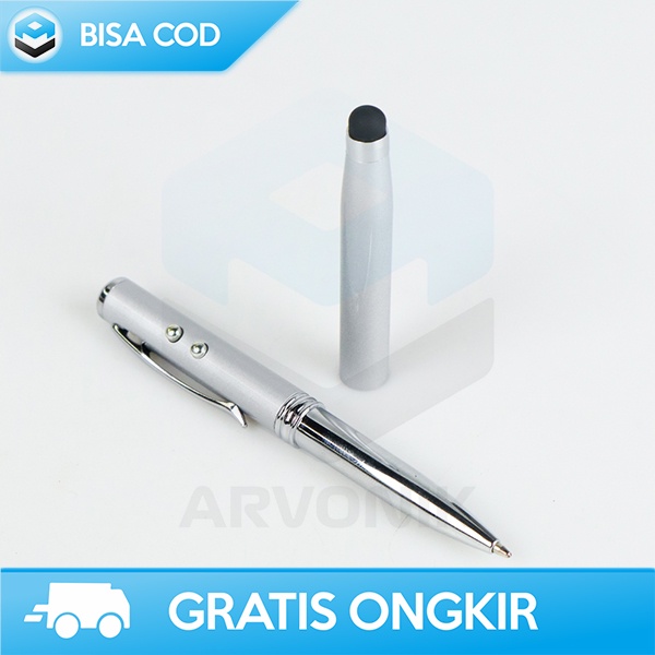 LASER POINTER TAFFLED 4 IN 1 STYLUS SENTER DESAIN ELEGAN ALUMUNIUM 054