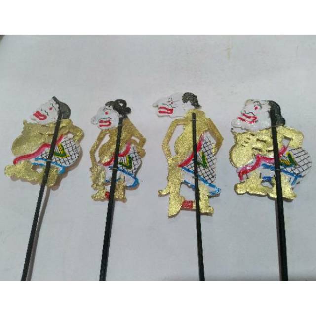 MINIATUR WAYANG KULIT PUNAKAWAN ISI 4 PCS BAGONG SEMAR GARENG DAN PETRUK - SOUVENIR MURAH KHAS JOGJA