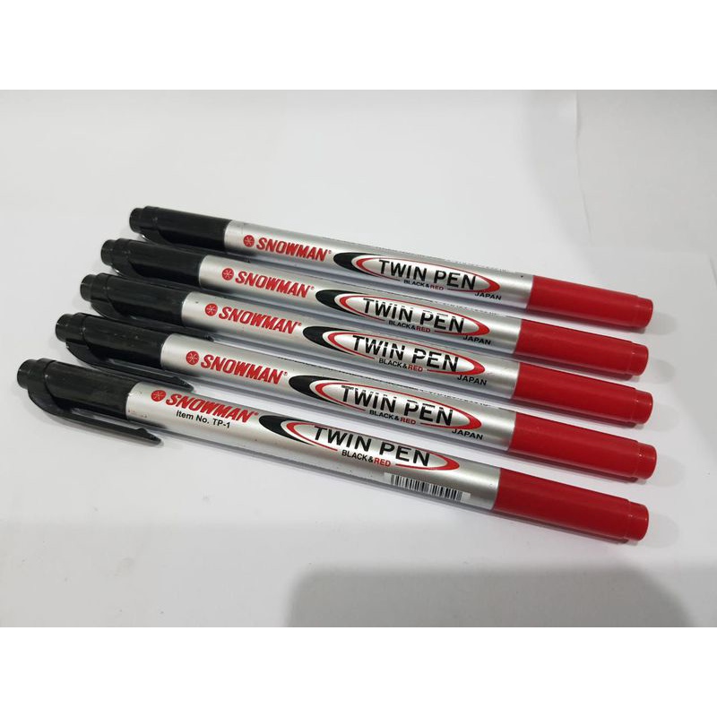 SNOWMAN Twin Pen - spidol warna hitam dan merah