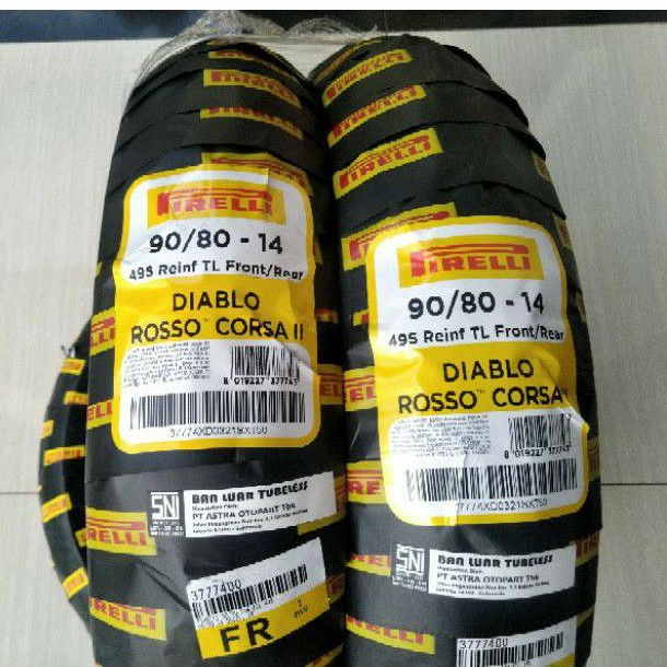 Ban Paket Sepasang for matic Pirelli Diablo Rosso Corsa II 90/80 ring 14 soft compound, race ready