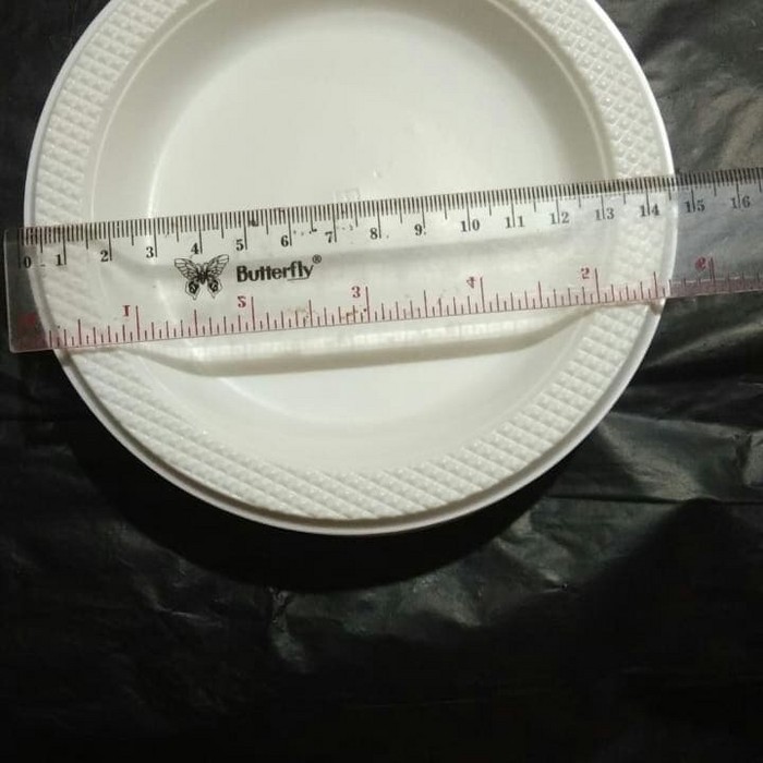 @50 Piring plastik / piring makan plastik putih susu P6