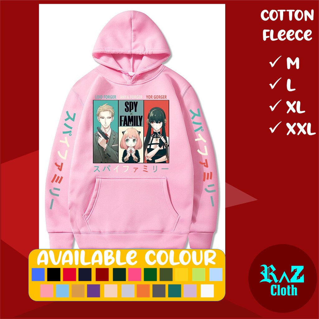Jaket Wanita HOODIE Warna Pink Anime Spyx Family Loid Anya Yor Forger