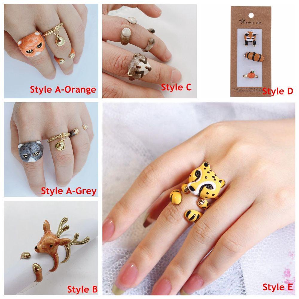 Cincin Set Nanas Animal Untuk Wanita Pria New Creative Fashion Cute Cat