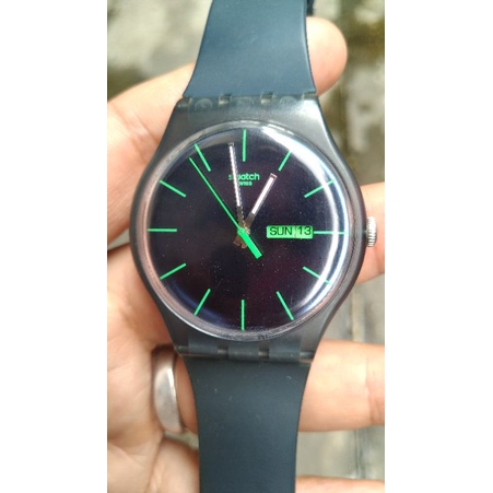 jam tangan swatch navy blue second bekas original