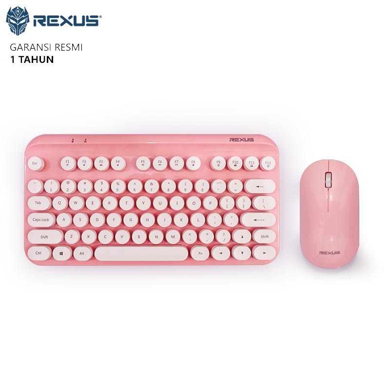 Wireless Combo Rexus KM9 Keyboard dan Mouse - Pink