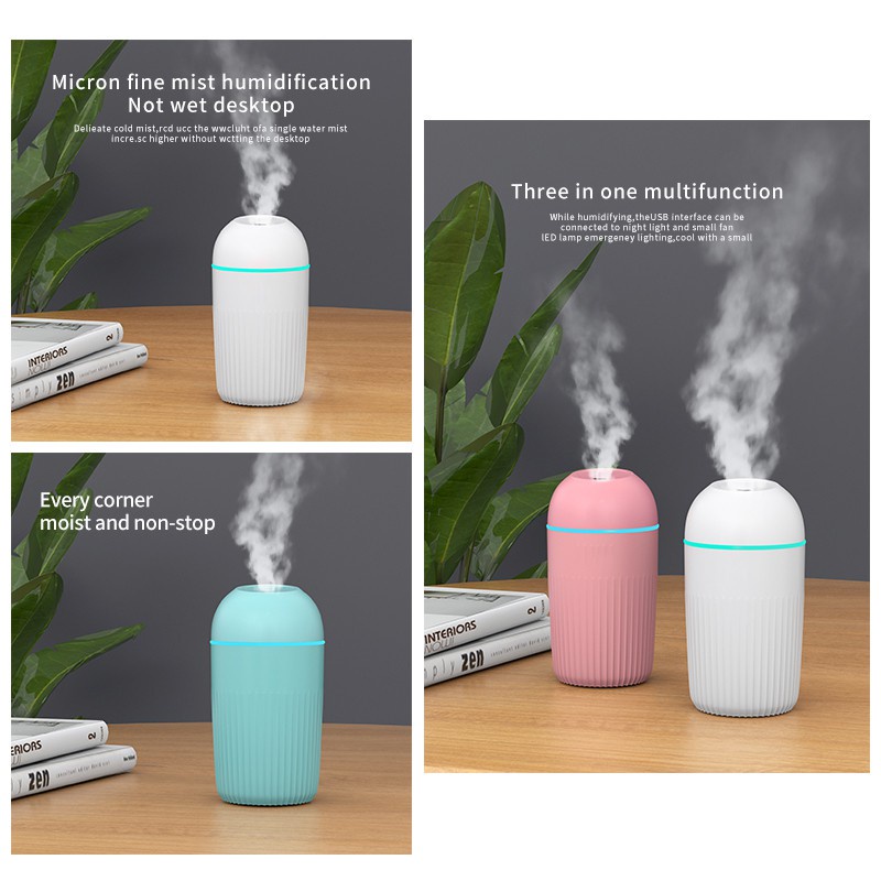 Humidifier Pelembab Udara Aromaterapi Essential Oil Ultrasonik USB Kapasitas Besar 420ML Dengan Lampu LED