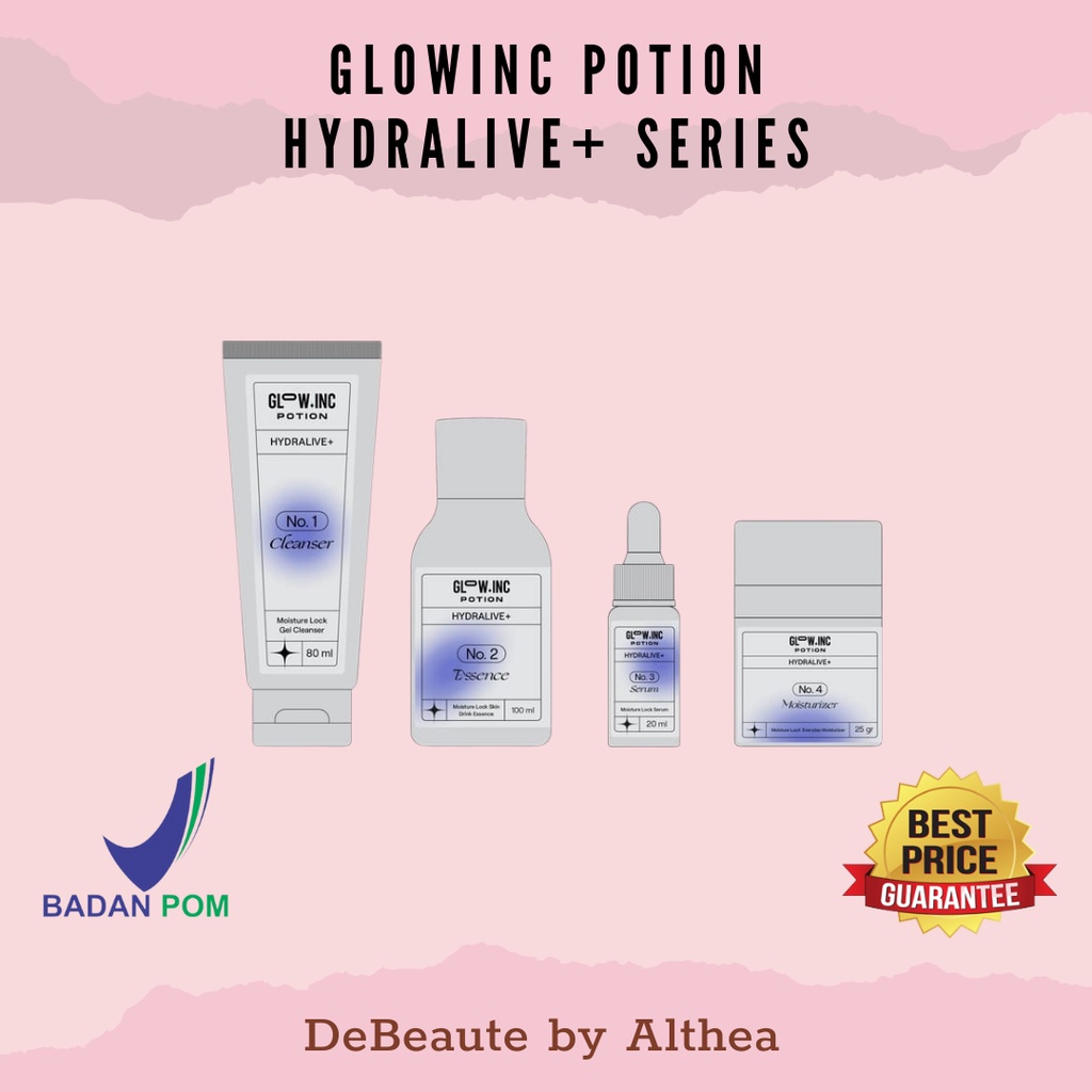 GLOWINC POTION HYDRALIVE+ Moisture Lock Gel Cleanser | Essence | Serum | Moisturizer