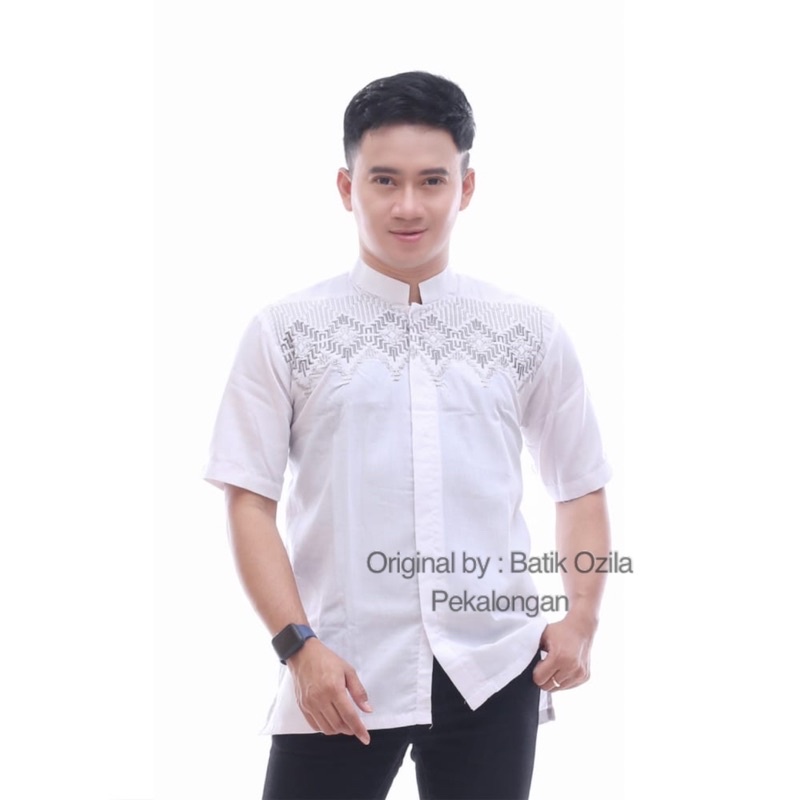 Baju Koko Bordir Terbaru - Koko Pria Polos Putih COD