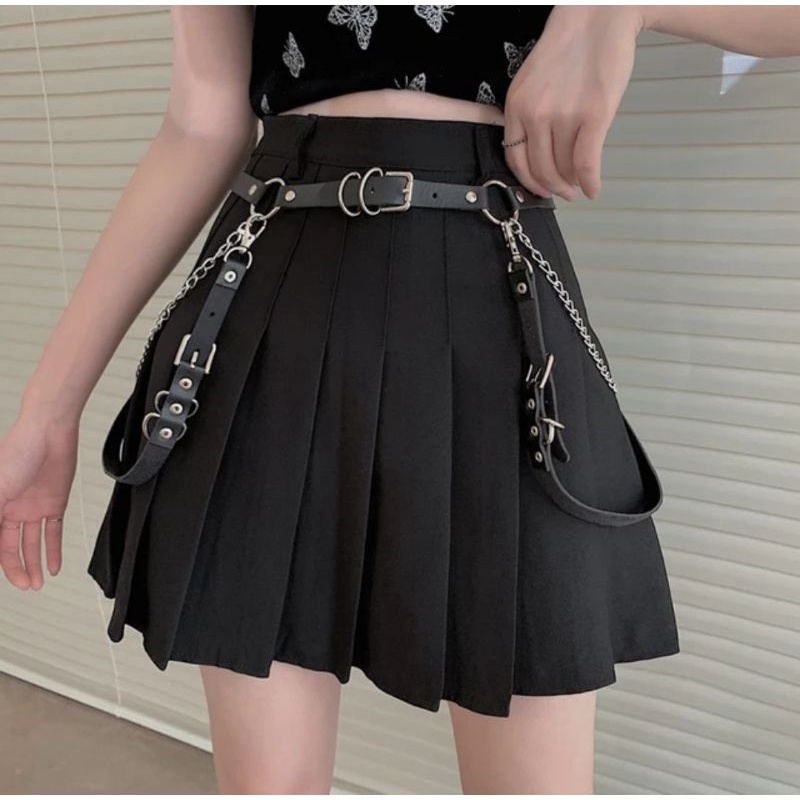 [HF010] Punk gothic Leather Women Belts with chain Harajuku Harness Leg Belt Body Waist Strap Jk Dress Jeans