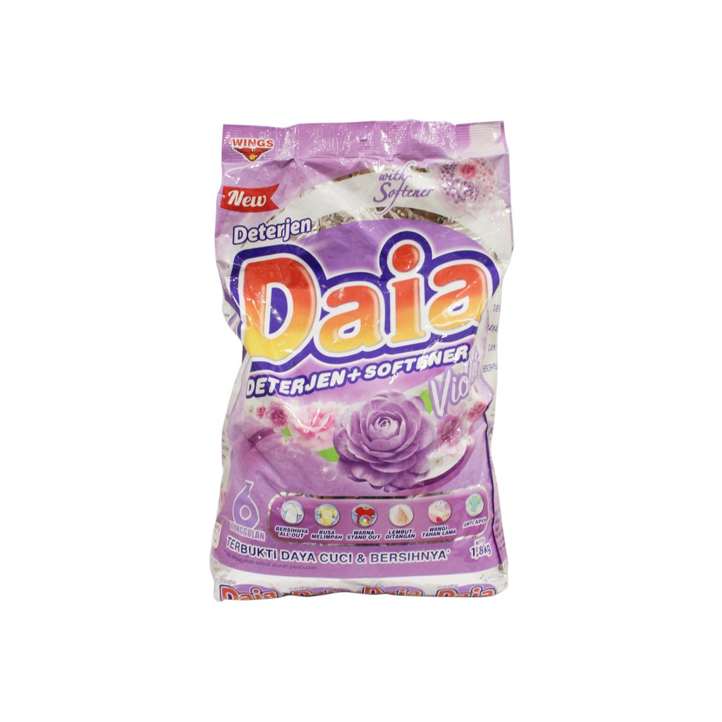 Promo Harga Daia Deterjen Bubuk + Softener Violet 1700 gr - Shopee