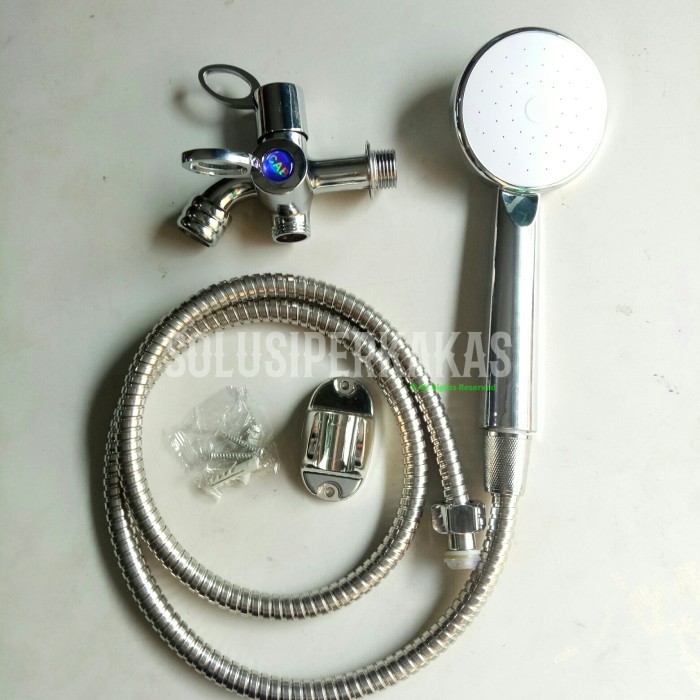 Hand Shower Kamar mandi Chrome model Toto + kran cabang set