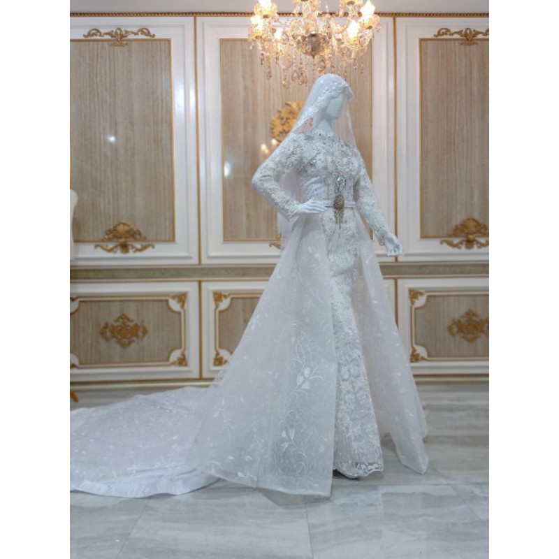 KEBAYA STORE21 GAUN  SLIM MODREN AKAR BEREKOR/BAJU PENGANTIN FULL PAYET   SPAN/GAUN AKAD