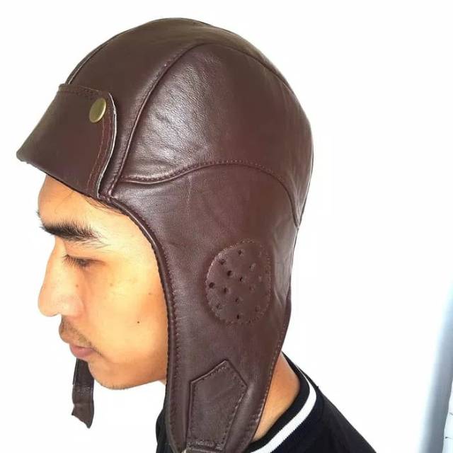 Topi pilot kulit asli Hat pilot leather vintage classic scoter Vespa fino Scoopy cb japs