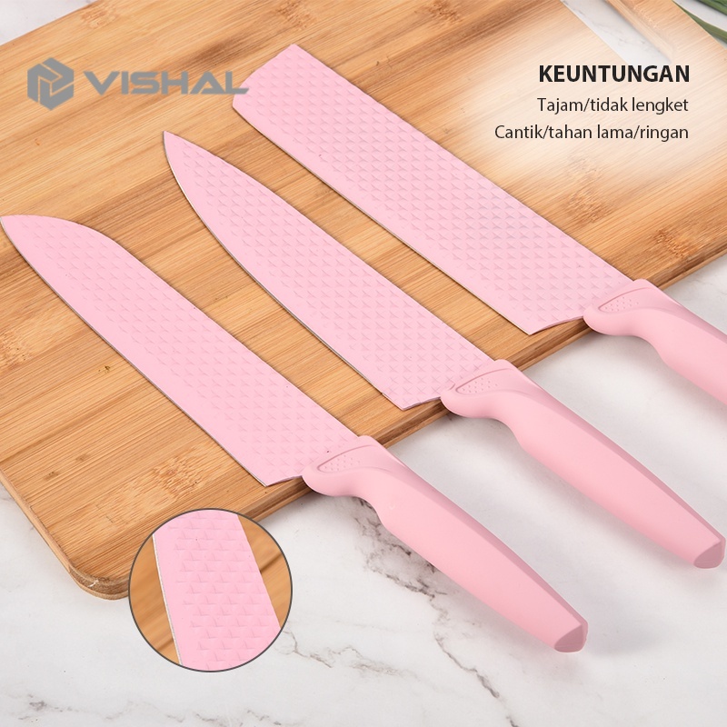 VISHAL Diamond Knives Set Pisau Berlian Cookware Pisau Dapur Anti Lengket VS-1844