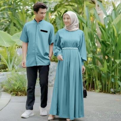◌ Gamis Couple Brukat Pasangan Terbaru 2021 2022 Modis Couple Reline Suami Istri Remaja Modern Pasan
