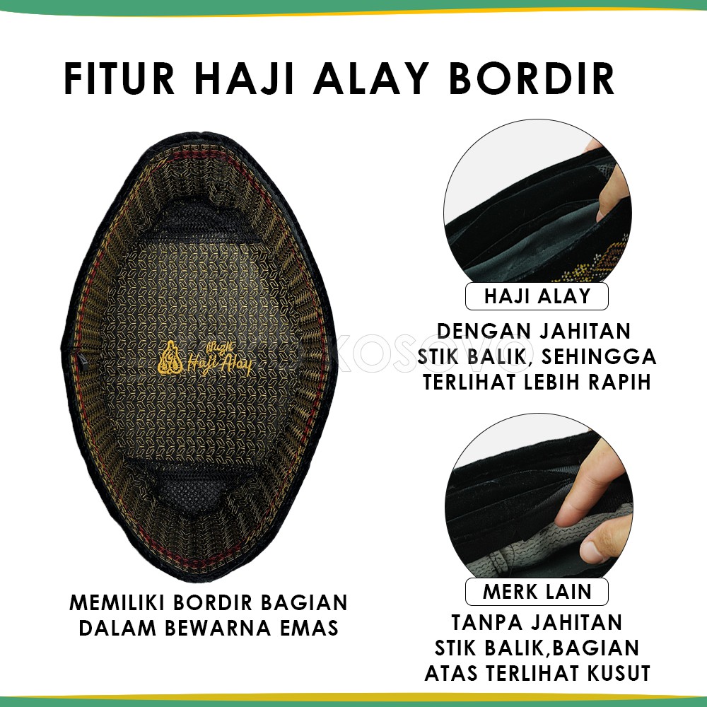 GROSIR (10 Pcs) Songkok Premium HAJI ALAY BORDIR SPESIAL AC Tinggi 9 Peci Sholat Pria Dewasa Hitam Motif Batik NU Kopiah Shalat Anak Santri Laki Kopyah Solat Pesantren Nasional Beludru Ukuran Jumbo Kopeah Bludru Putih Pendek Karakter Nama Ori Paket Usaha