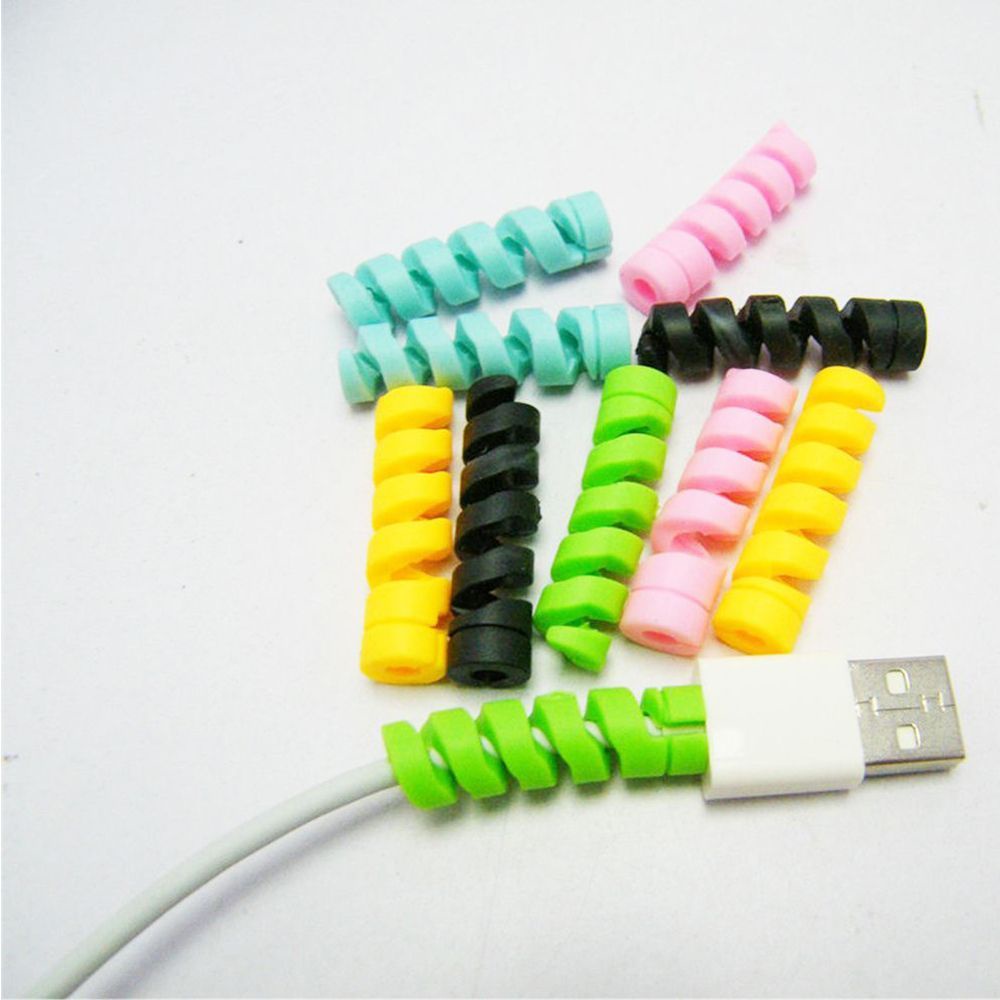 Lanfy Papeleria 10pcs / Set Pelindung Kabel Data / Charger / Earphone Multiwarna Untuk Aksesoris Meja