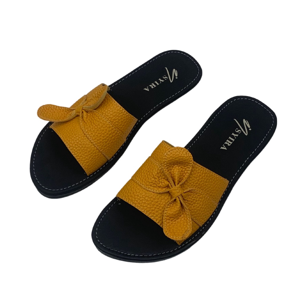 Insyira - Sandal Wanita Delmira / Sandal Papirut Wanita Non Slip Alas Hitam / Sandal Wanita Slop Pita Samping