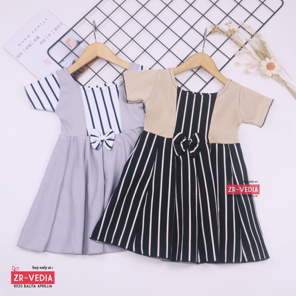 Dress Nadine uk 1-2 Tahun / Dres Pesta Anak Perempuan Murah Harian Lengan Pakaian Baju Cewek Import