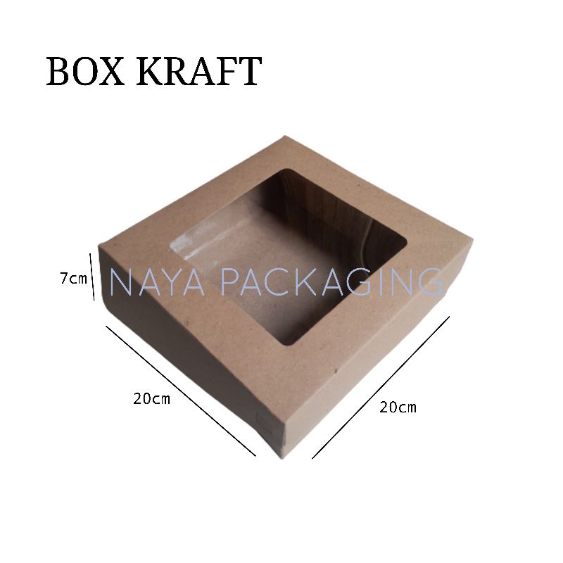 

[350 gsm] Box kraft laminasi jendela | box brownies | hampers 20×20×7