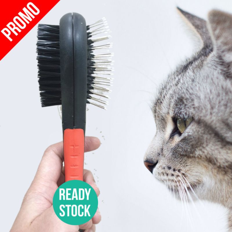 Sisir kucing anjing oval dua sisi sisir bulu rontok kusut hewan peliharaan