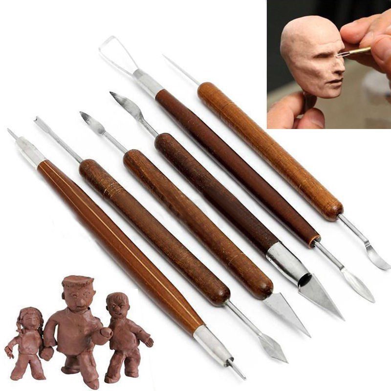 6pcs Pottery Clay Tools Set Sculpting Carving Tools for Brush Modeling Dot Nail Art Clay Carving Tool Ceramic Clay Diy Tool Assorted