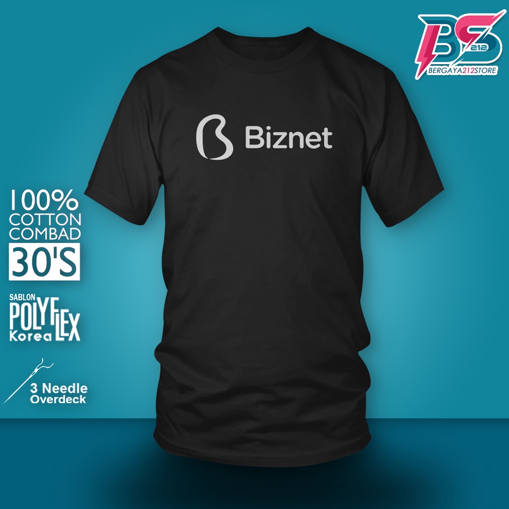 Baju Kaos Distro Biznet Logo Cotton Combed / Kaos Unisex T SHIRT Logo Internet Provider