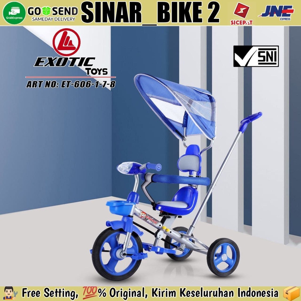 Sepeda Roda  Tiga EXOTIC ET-606-1-7 8 Kursi Putar Ban Karet Tricycle Anak