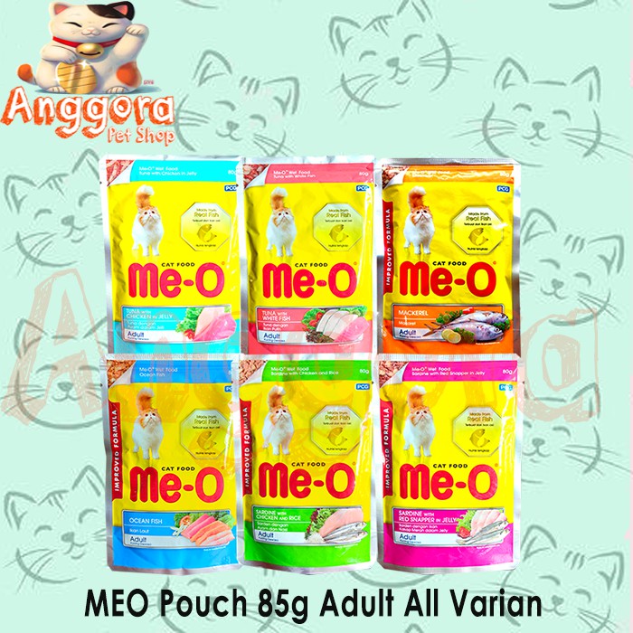 Makanan Kucing basah MEO pouch 80g Adult &amp; Kitten All Varian