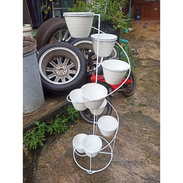 9 in 1 standing pot melingkar modern minimalis/standing pot besi/pot bunga besi/rak bunga besi/rak b