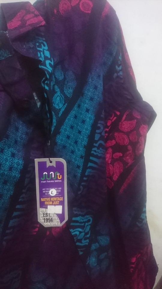 Ondeng88 Kemeja Batik Pria Lengan Panjang Motif Diamond Songket Biru Hitam Merah