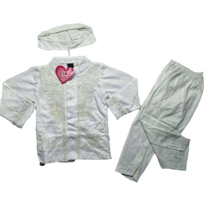 REady Baju Koko Bayi Laki Laki Putih Setelan Baju Muslim Bayi Laki Laki Tren