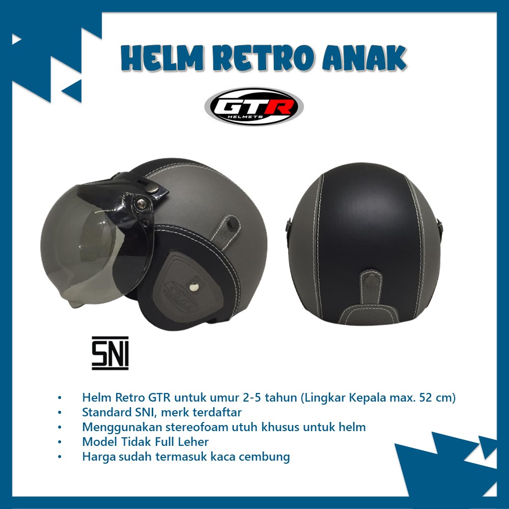 Helm Retro Bogo Anak LEONO Polos Warna Murah