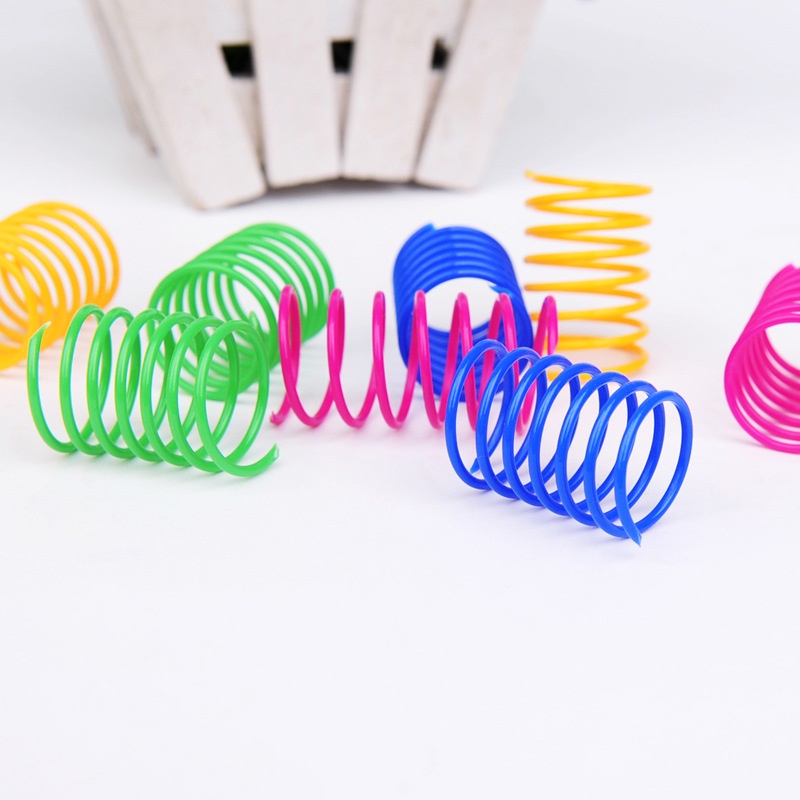 4pcs Mainan Interaktif Bentuk Spiral Bahan Plastik Warna-Warni Untuk Kucing Peliharaan