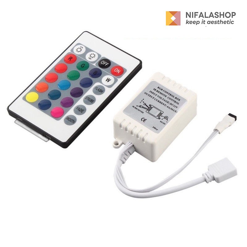 Remote + Adapter Putih (Suku Cadang Lampu Led Strip)