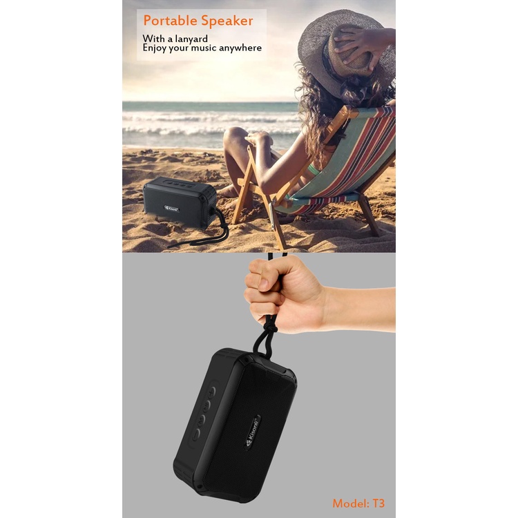 Sepeker Aktif Bluetooth Portable T3 Stereo Waterproof 10M Connection Distances -XOBOX